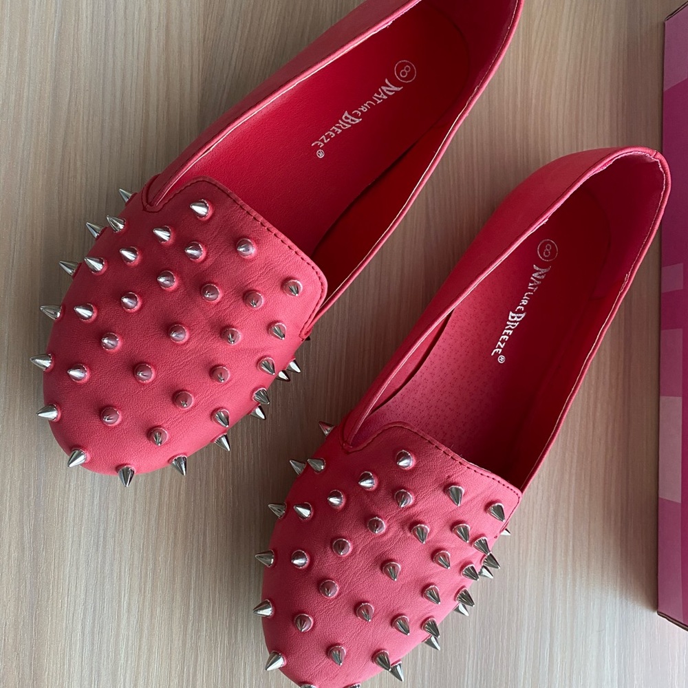 **SOLD**-- NATURE BREEZE spiked studded slip-on loafer - Picture 3 of 4